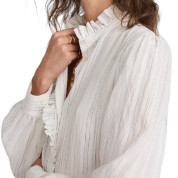 Madewell Tops - MADEWELL Ruffled Button-Up Long Sleeve Top Women's Small NWT